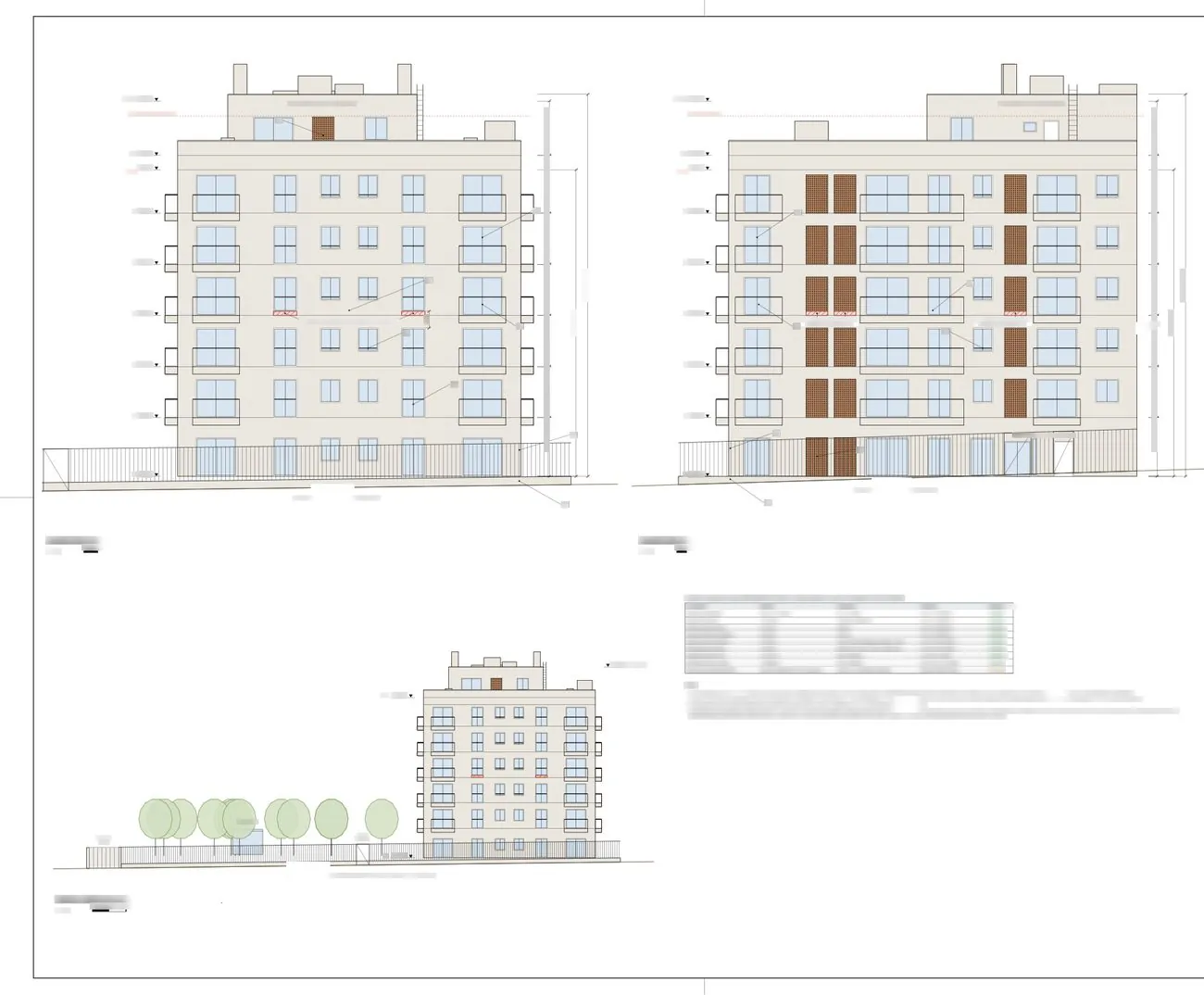 Lámina A-08, alzados del edificio